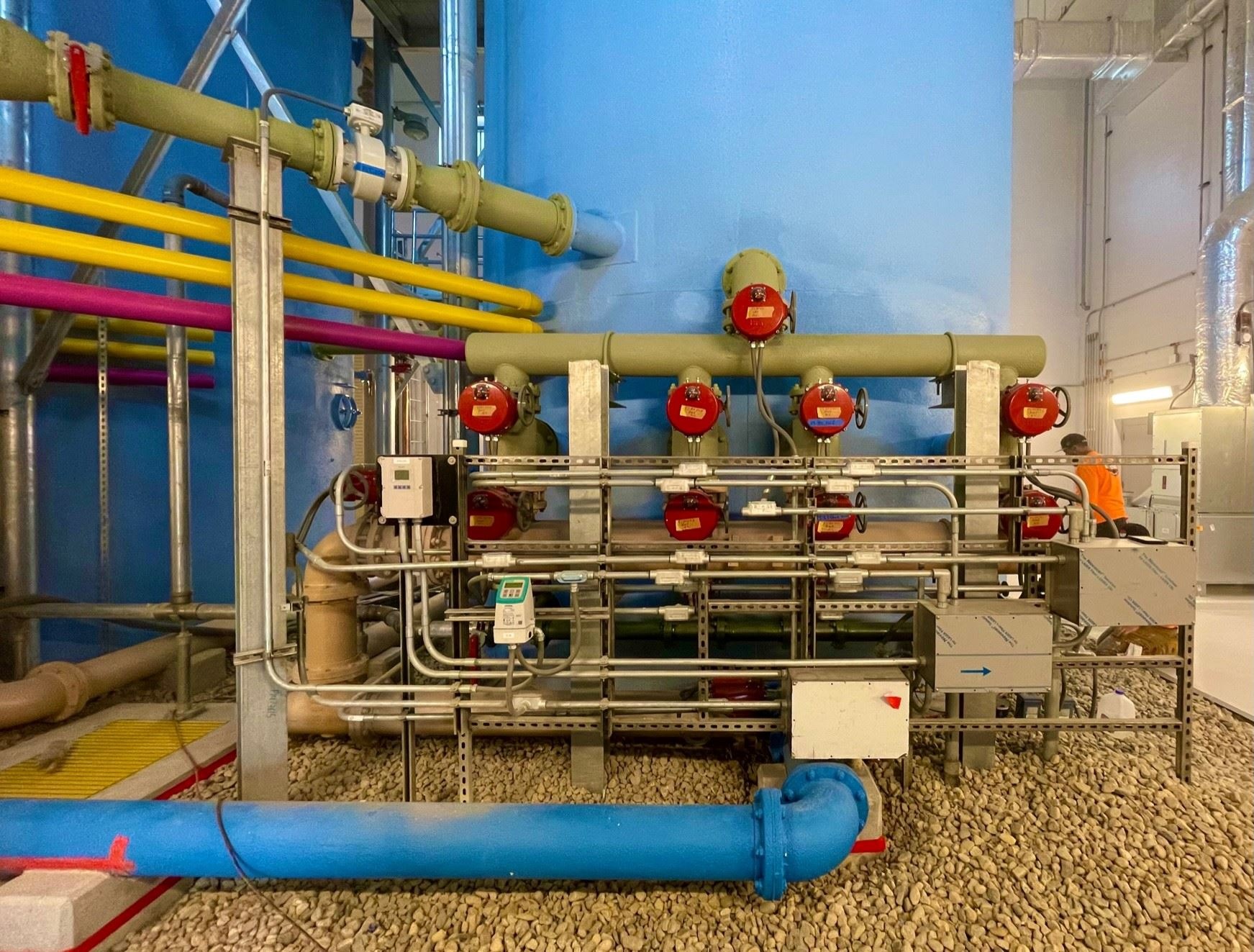 TNEMEC Color Coded Paint for Process Pipe at Filter Tanks